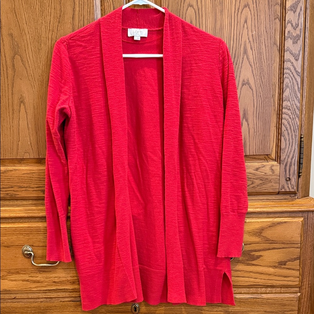 Loft Outlet Red Open Front Cardigan
